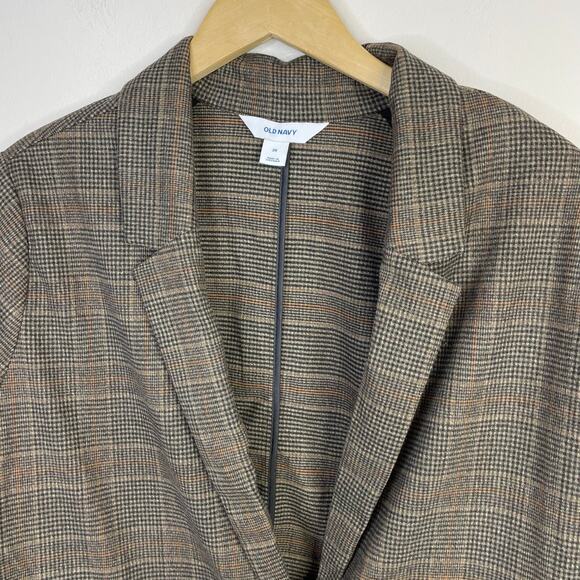 Old Navy Relaxed Blazer Jacket Brown Plaid Classic Womens Plus Size 2X New NWT - Picture 4 of 17